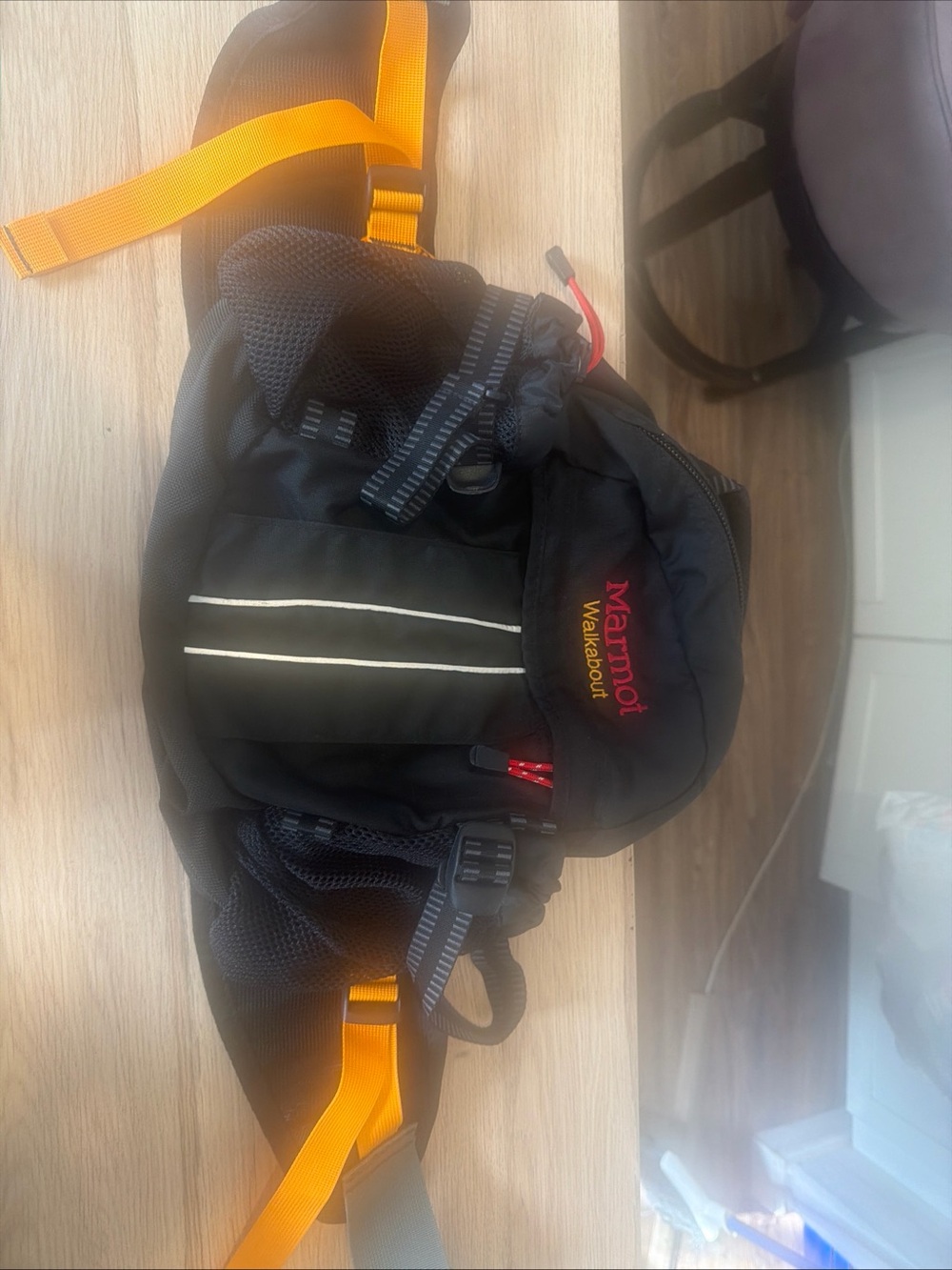 Marmot Black Waist Pack with Yellow Straps